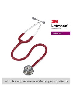 Littmann 3M Littmann Classic III Monitoring Stethoscope 27 inch Burgundy Tube 5627  - Image 2