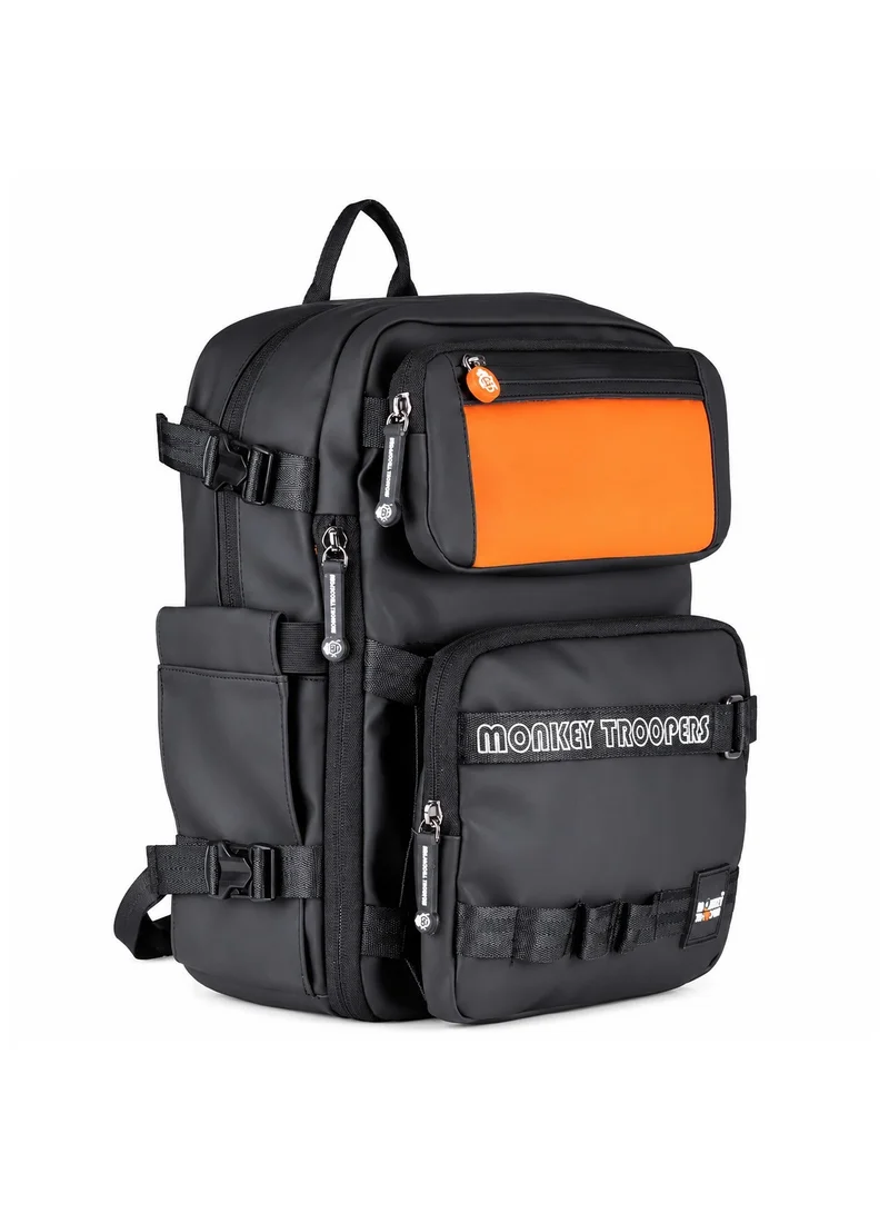 Monkey Troopers Black Black Walky Biker Backpack 15 Liter with Padded Laptop Compartment Magnetic Tank Mount for Hiking Riding Motorcycling  | Best Price UAE