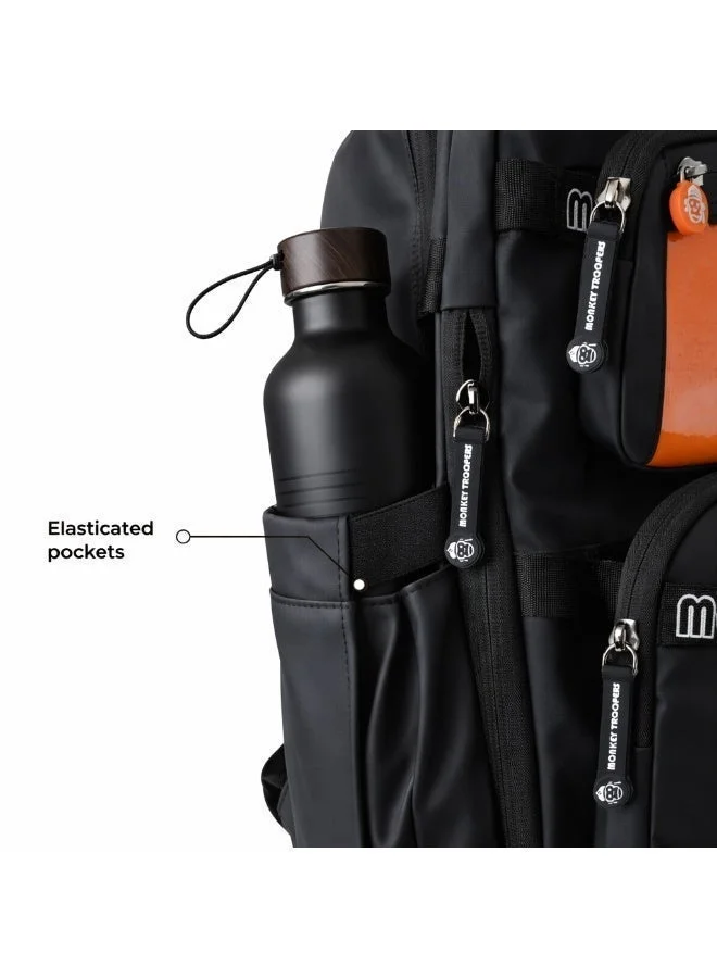 Monkey Troopers Black Black Walky Biker Backpack 15 Liter with Padded Laptop Compartment Magnetic Tank Mount for Hiking Riding Motorcycling  | Best Price UAE