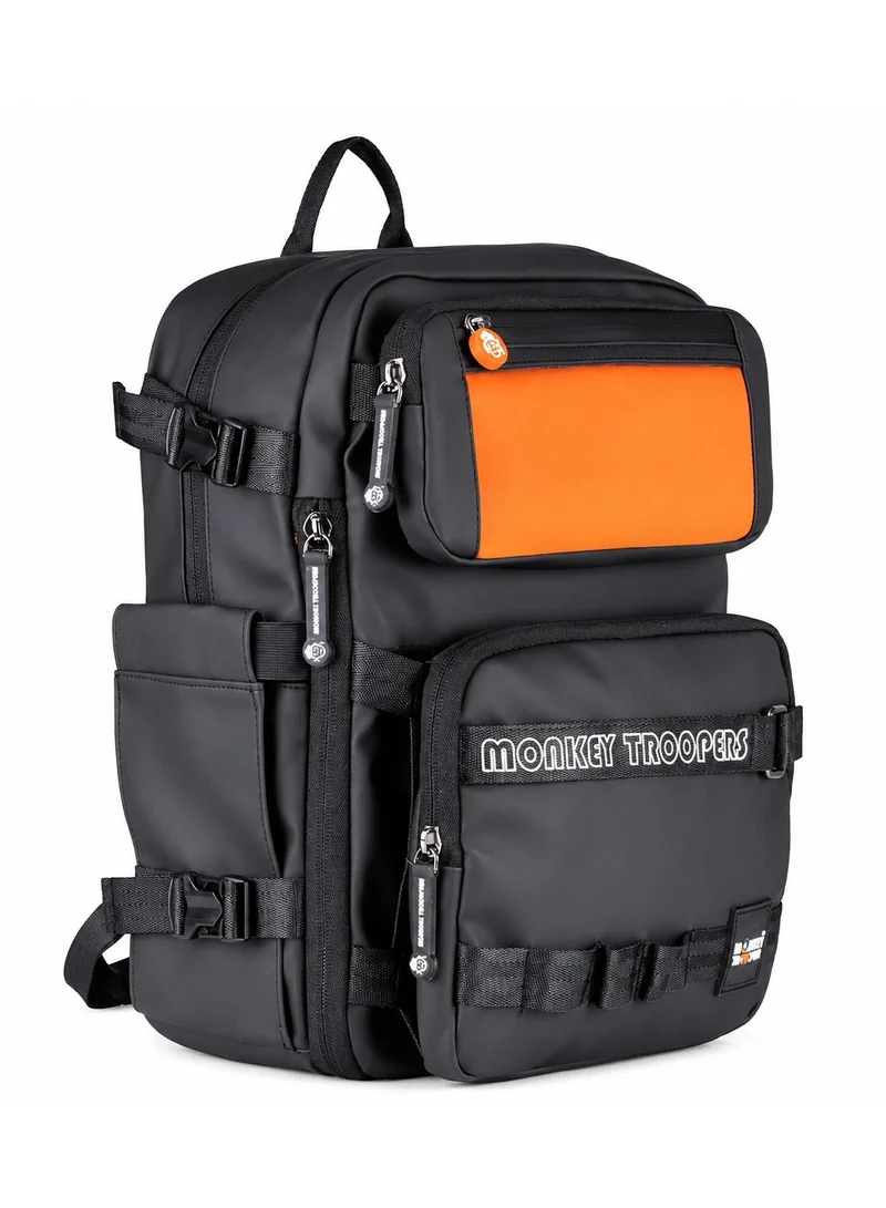 Monkey Troopers Black Black Walky Biker Backpack 15 Liter with Padded Laptop Compartment Magnetic Tank Mount for Hiking Riding Motorcycling  | Best Price UAE