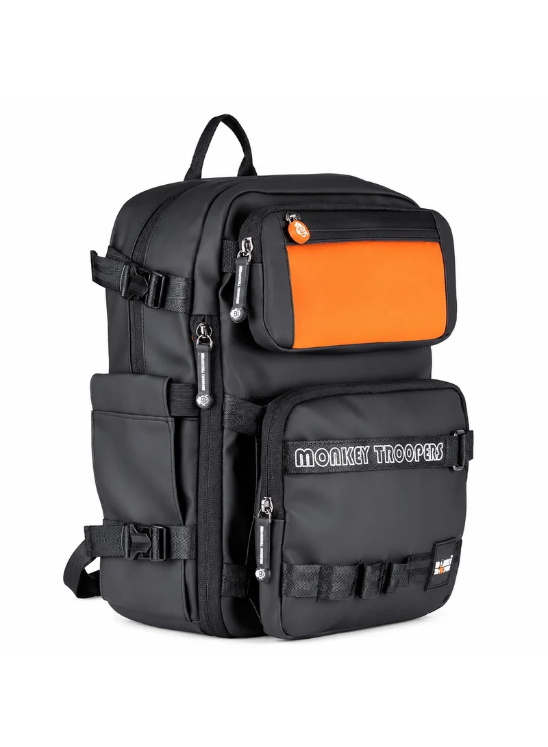 Monkey Troopers Black Black Walky Biker Backpack 15 Liter with Padded Laptop Compartment Magnetic Tank Mount for Hiking Riding Motorcycling  | Best Price UAE