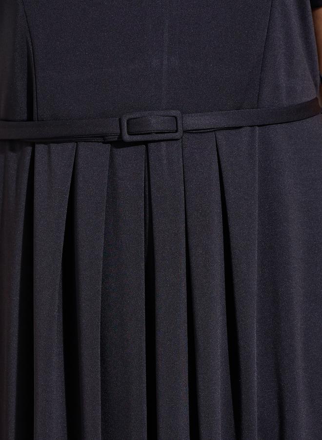 Styli Plus Size Black Belted A-Line Maxi Dress - Image 4