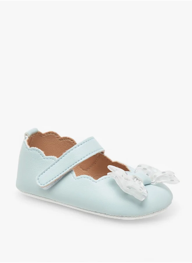 Barefeet Bow Accent Booties with Hook and Loop Closure