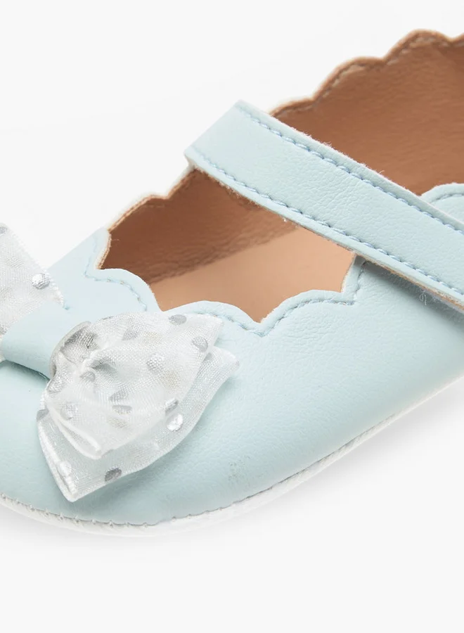 Barefeet Bow Accent Booties with Hook and Loop Closure