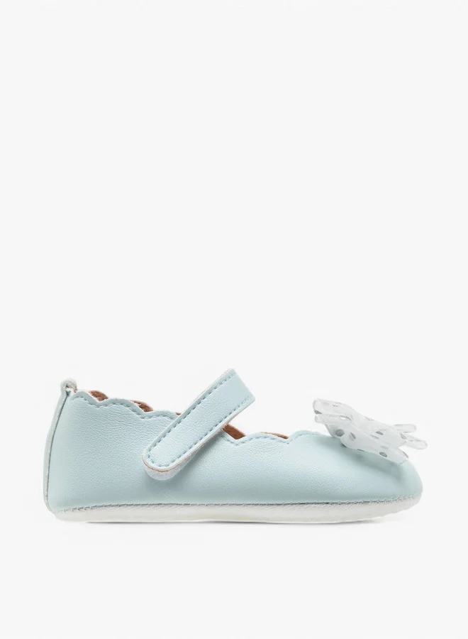 Barefeet Bow Accent Booties with Hook and Loop Closure