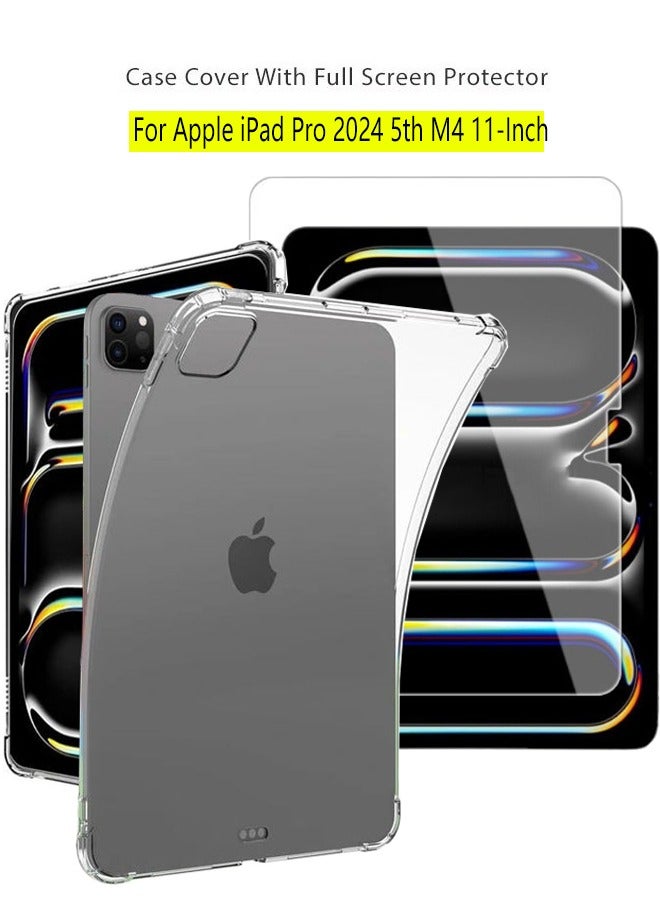 2 in 1  for iPad Pro 11 inch (2024 5th M4 / 2025 6th M5) Protection Pack - Ultra Clear Shockproof Case & Edge-to-Edge Screen Protector, 360 Degree Protection, Back Cover & Screen Protector,Clear - Image 1