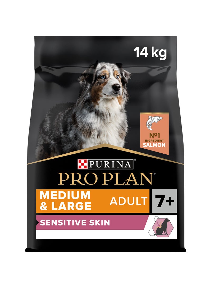 Purina Pro Plan Sensitive Skin Medium and Large Senior 7+, Dry Dog Food with Salmon 14kg  - Image 1