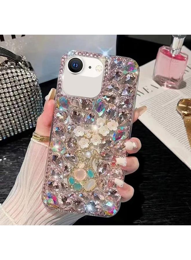 اس-توب جراب لهاتف iPhone SE 2022 / 7 / 8، جراب هاتف PC مرصع بالألماس يدويًا من زهرة البرقوق - Image 1