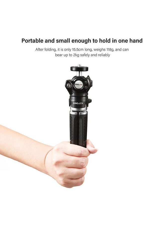 Kingjoy - KINGJOY Mini Tripod Stand Desktop Tripod Stand 2kg/4.4lbs Load Capacity 2 Levels Height Adjustable 1/4in Screw - Image 1