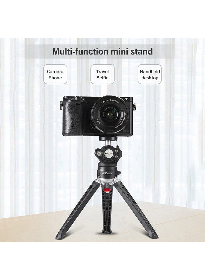 Kingjoy - KINGJOY Mini Tripod Stand Desktop Tripod Stand 2kg/4.4lbs Load Capacity 2 Levels Height Adjustable 1/4in Screw - Image 1