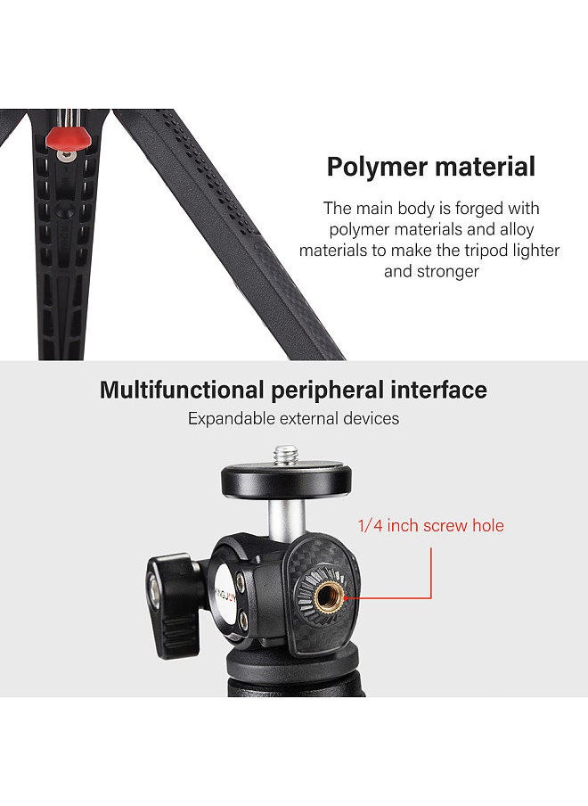 Kingjoy - KINGJOY Mini Tripod Stand Desktop Tripod Stand 2kg/4.4lbs Load Capacity 2 Levels Height Adjustable 1/4in Screw - Image 1