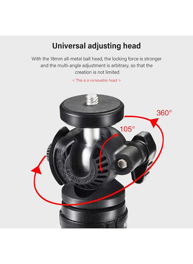 Kingjoy - KINGJOY Mini Tripod Stand Desktop Tripod Stand 2kg/4.4lbs Load Capacity 2 Levels Height Adjustable 1/4in Screw - Image 1