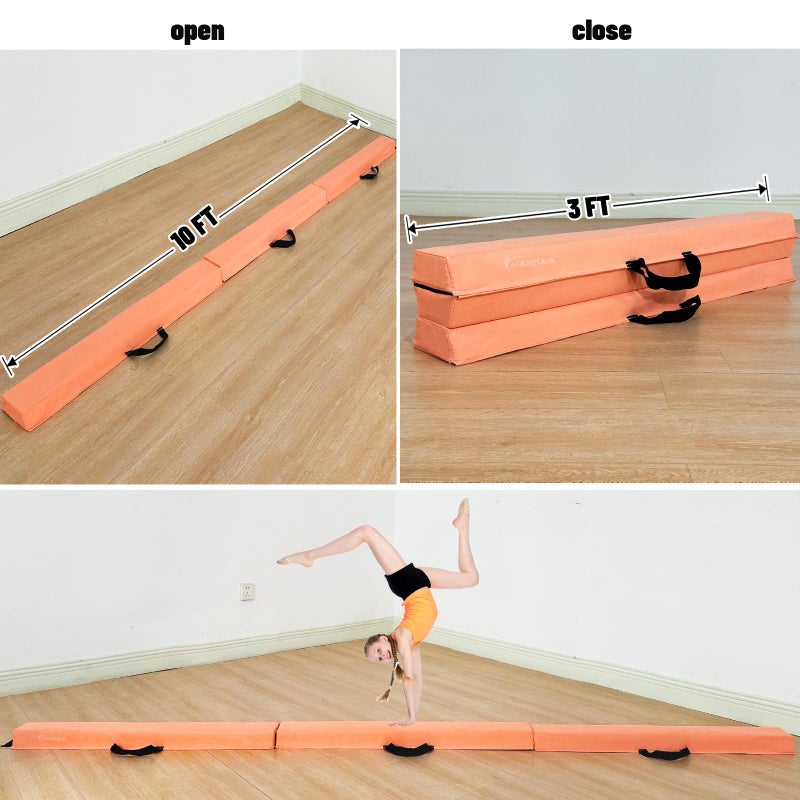 MARFULA 6 FT / 8 FT / 9 FT Folding Gymnastics Beam Foam Balance Floor Beam - Extra Firm - Suede Cover - Anti Slip Bottom with Carry Bag for Kids/Adults Home Use - Image 2