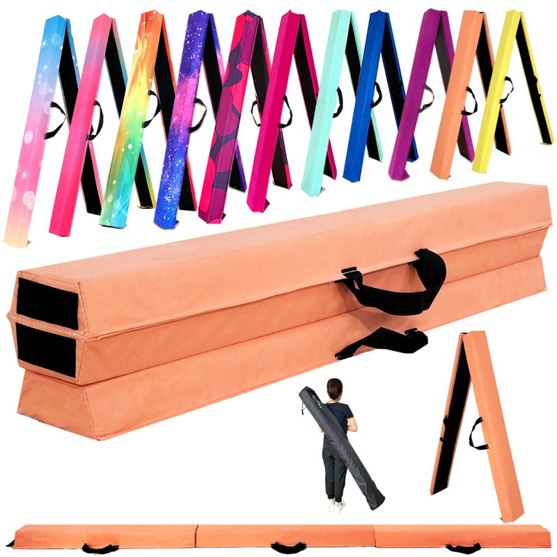 MARFULA 6 FT / 8 FT / 9 FT Folding Gymnastics Beam Foam Balance Floor Beam - Extra Firm - Suede Cover - Anti Slip Bottom with Carry Bag for Kids/Adults Home Use - Image 1