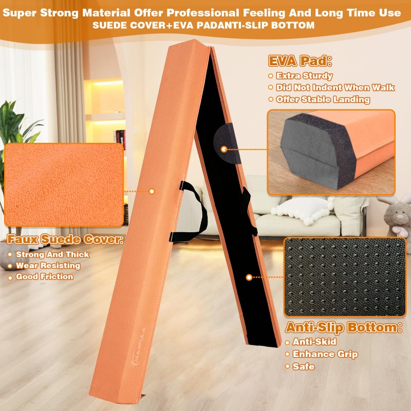 MARFULA 6 FT / 8 FT / 9 FT Folding Gymnastics Beam Foam Balance Floor Beam - Extra Firm - Suede Cover - Anti Slip Bottom with Carry Bag for Kids/Adults Home Use - Image 3