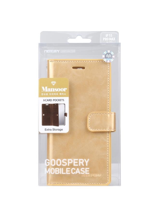 GOOSPERY Case For iPhone 15 Pro Max MANSOOR DIARY 9 Card Slots Leather Phone Case - Image 4