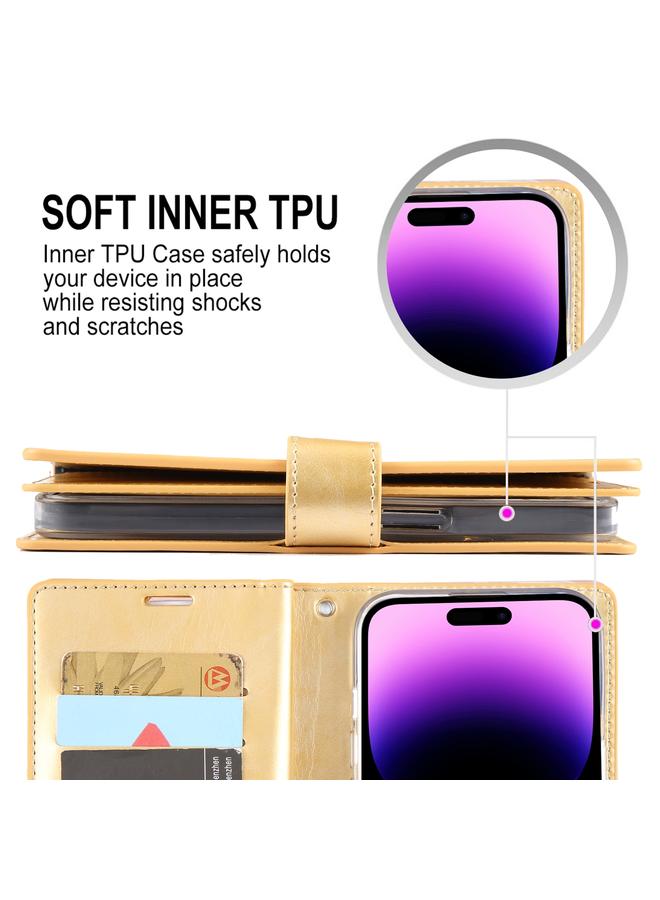 GOOSPERY Case For iPhone 15 Pro Max MANSOOR DIARY 9 Card Slots Leather Phone Case - Image 5