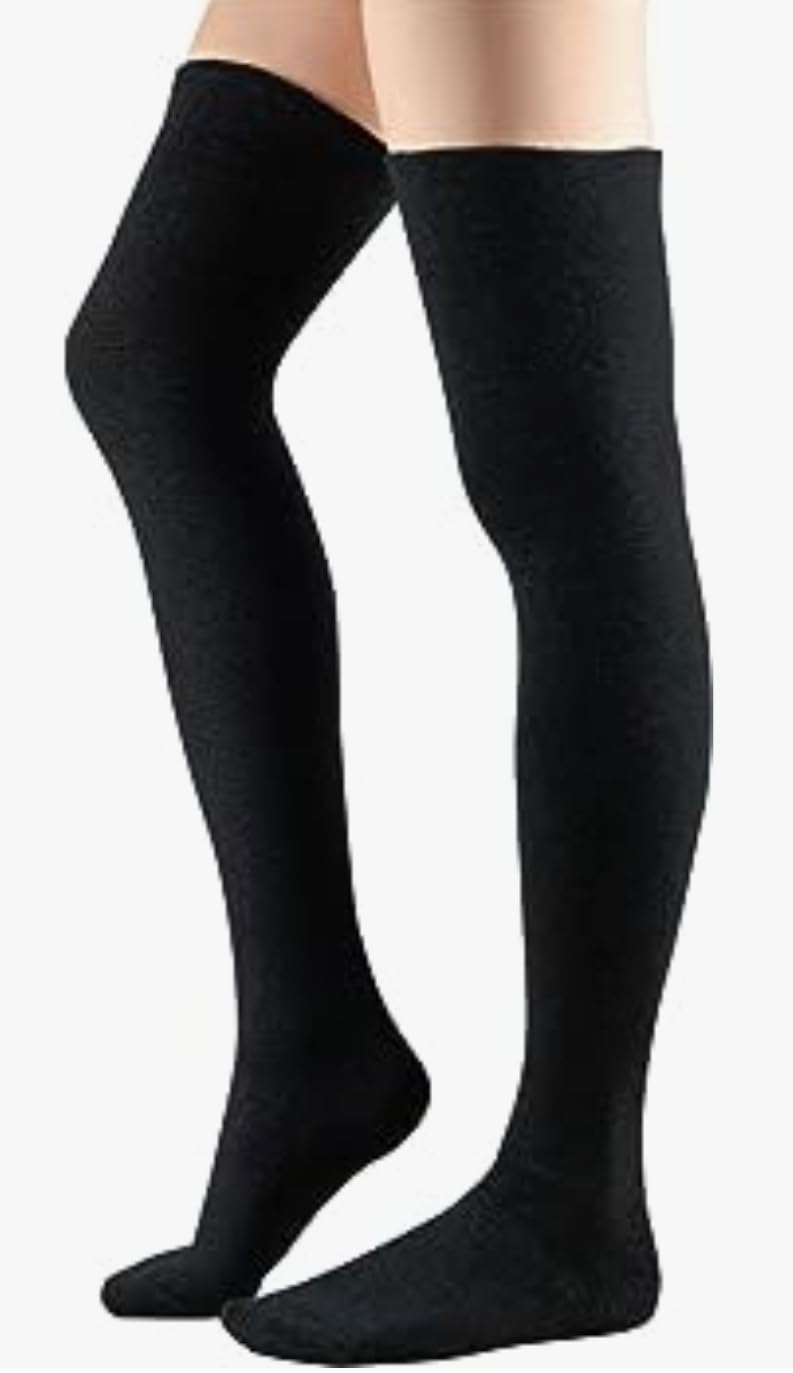 MUKHAKSH (Pack Of 1 Pair = 2 Stocking Girls Black Cotton Stocking Upto Thigh High Length Black Socks (8-10 Years) - Image 4