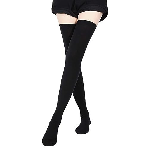 MUKHAKSH (Pack Of 1 Pair = 2 Stocking Girls Black Cotton Stocking Upto Thigh High Length Black Socks (8-10 Years) - Image 1
