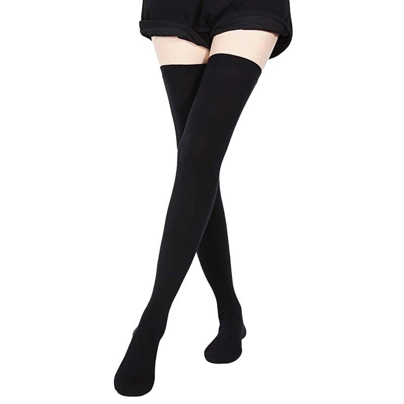 MUKHAKSH (Pack Of 1 Pair = 2 Stocking Girls Black Cotton Stocking Upto Thigh High Length Black Socks (8-10 Years) - Image 5