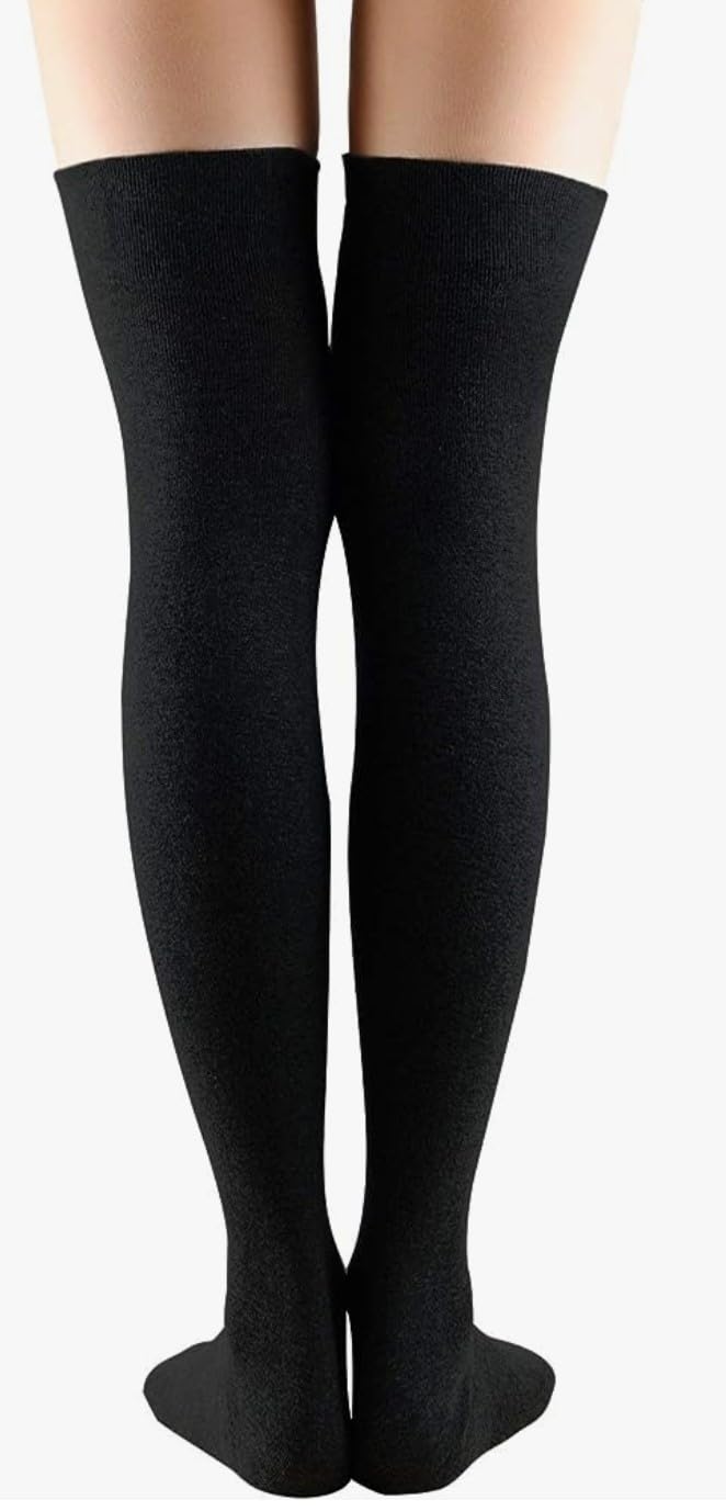 MUKHAKSH (Pack Of 1 Pair = 2 Stocking Girls Black Cotton Stocking Upto Thigh High Length Black Socks (8-10 Years) - Image 2