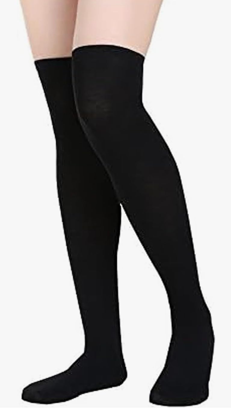 MUKHAKSH (Pack Of 1 Pair = 2 Stocking Girls Black Cotton Stocking Upto Thigh High Length Black Socks (8-10 Years) - Image 3