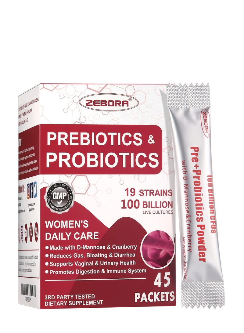 ZEBORA Prebiotics & Probiotics 19 strains 100 billion women's daily care 45 Packets - Image 1