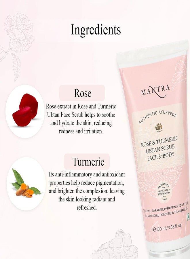 Mantra Herbal Rose & Turmeric Ubtan Scrub Face & Body - 100 ml | Brighten Complexion, Reduce Unwanted Skin Cells, Reduce Inflammation, and Enhance Overall Skin - Image 4