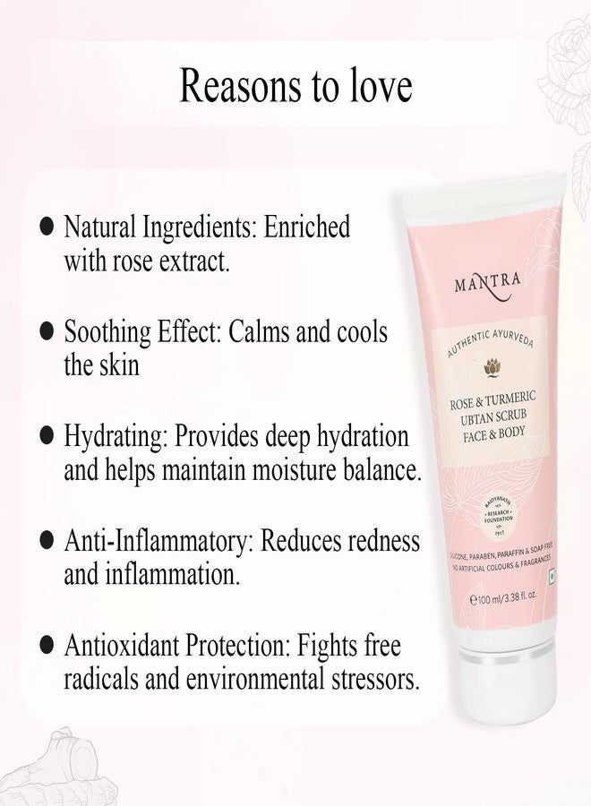 Mantra Herbal Rose & Turmeric Ubtan Scrub Face & Body - 100 ml | Brighten Complexion, Reduce Unwanted Skin Cells, Reduce Inflammation, and Enhance Overall Skin - Image 3
