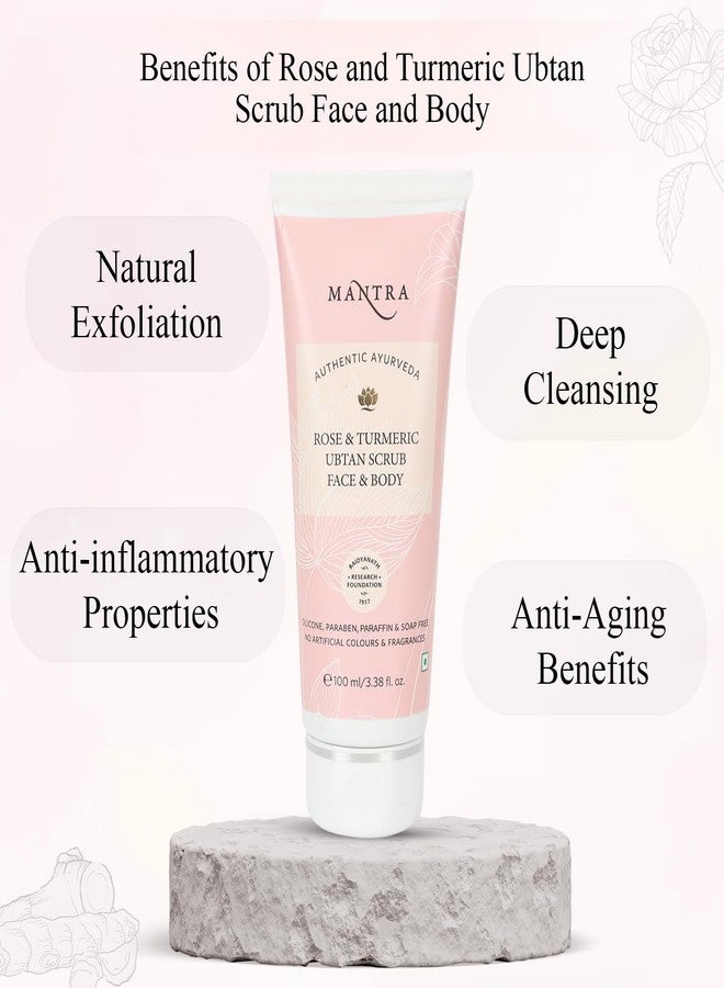 Mantra Herbal Rose & Turmeric Ubtan Scrub Face & Body - 100 ml | Brighten Complexion, Reduce Unwanted Skin Cells, Reduce Inflammation, and Enhance Overall Skin - Image 2