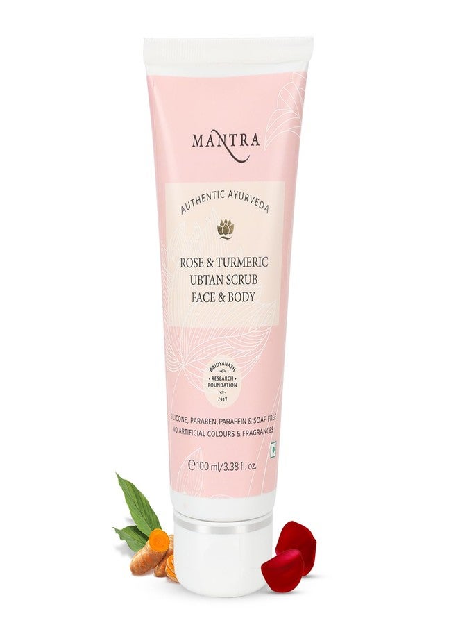 Mantra Herbal Rose & Turmeric Ubtan Scrub Face & Body - 100 ml | Brighten Complexion, Reduce Unwanted Skin Cells, Reduce Inflammation, and Enhance Overall Skin - Image 1