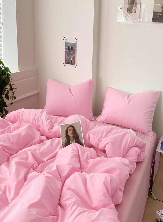 Nanko Queen Size Comforter Set Pink, All Season Soft Reversible Down Alternative Quilted Duvet Insert, Thin Lightweight Bed Bedding Sets in a Bag, Modern Style for Women Girl Teen,88 x 90 inch Plush - Image 1