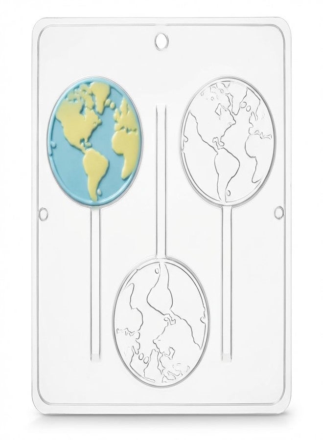 Lollipops World Earth Globe Lollipop Chocolate Candy Mold 3320-3 Cavities, 3.3" Diameter - Image 4