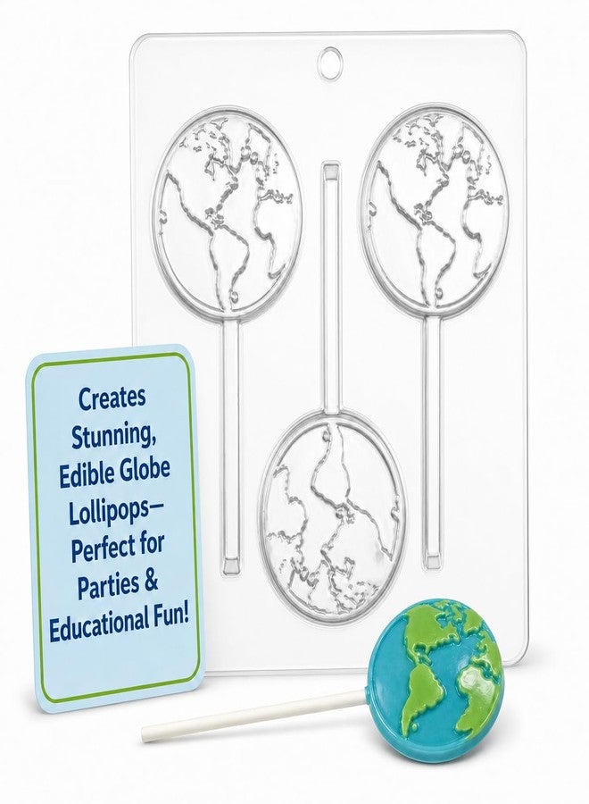 Lollipops World Earth Globe Lollipop Chocolate Candy Mold 3320-3 Cavities, 3.3" Diameter - Image 3