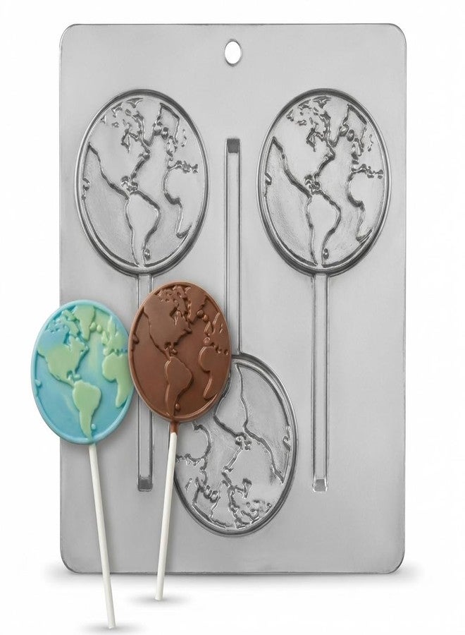 Lollipops World Earth Globe Lollipop Chocolate Candy Mold 3320-3 Cavities, 3.3" Diameter - Image 1