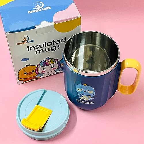 ARTLABEL 304 Stainless Steel Tea,Coffee, Milk Mug with Handle and Lid for Kids & Adults-Birthday Return Gifts for Kids–400 ML (Blue) - Image 2