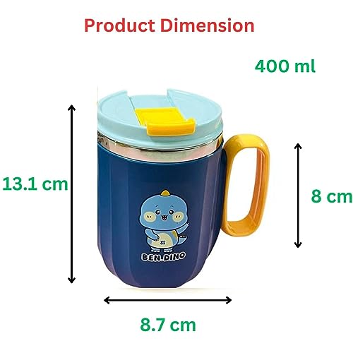 ARTLABEL 304 Stainless Steel Tea,Coffee, Milk Mug with Handle and Lid for Kids & Adults-Birthday Return Gifts for Kids–400 ML (Blue) - Image 5