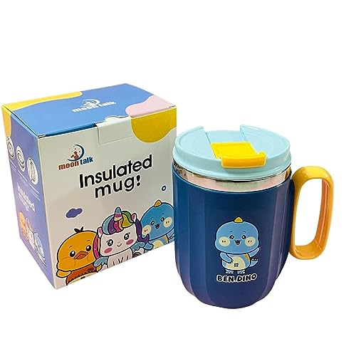 ARTLABEL 304 Stainless Steel Tea,Coffee, Milk Mug with Handle and Lid for Kids & Adults-Birthday Return Gifts for Kids–400 ML (Blue) - Image 1