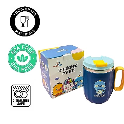 ARTLABEL 304 Stainless Steel Tea,Coffee, Milk Mug with Handle and Lid for Kids & Adults-Birthday Return Gifts for Kids–400 ML (Blue) - Image 3