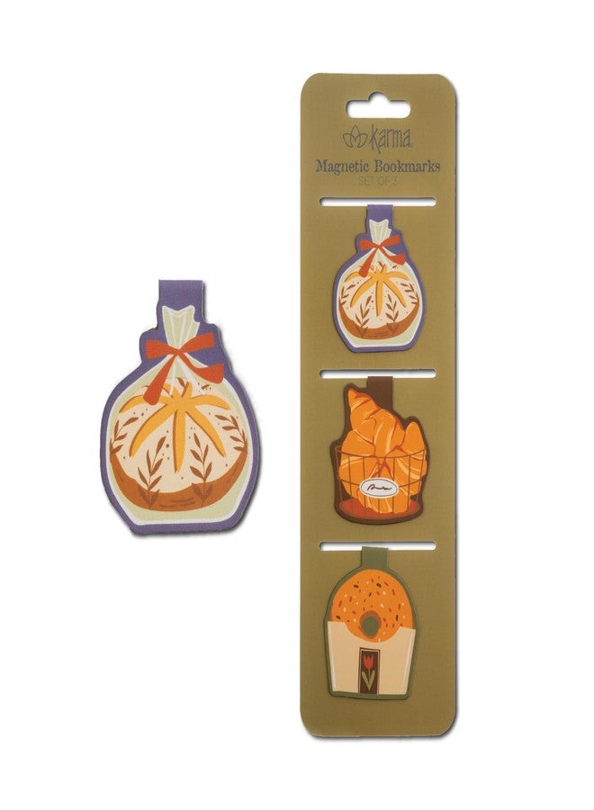 Karma, Magnetic Bookmarks Set of 3, Cute Bookmarks for Women, Page Markers for Students Teachers Reading, Bread - Image 1