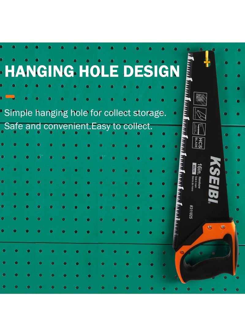 KSEIBI - Hand saw with Progrip Handle, 16-Inch, Cutting Tool with Non-Slip Comfortable Handle, Perfect for Sawing, Trimming, Gardening, Drywall, Plastic Pipes, Sharp Blade, Cutting Wood, Laminate, PVC. - Image 1