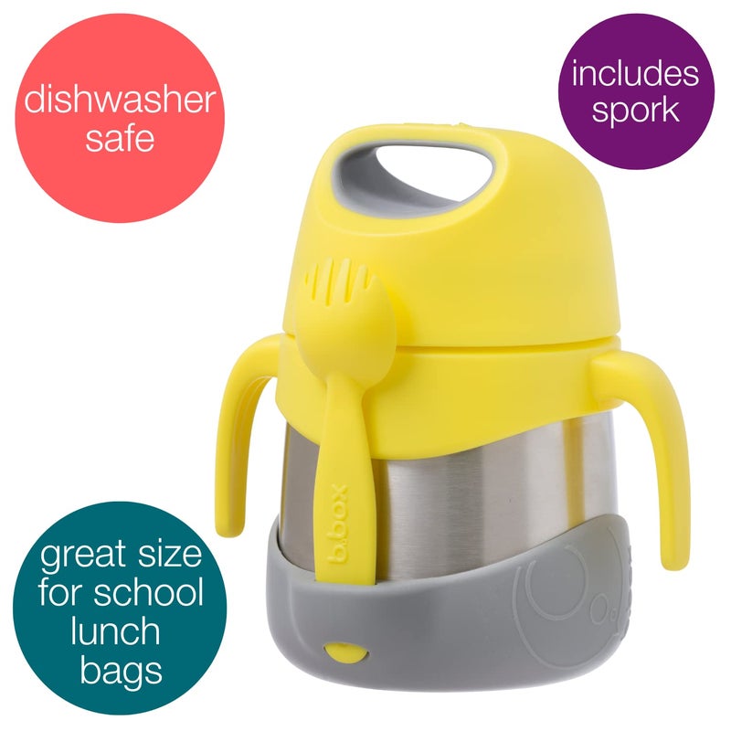 b.Box Insulated Food Jar with Spork for Toddlers | Easy Open Container for Toddlers | Stainless Steel, 5hrs + of Perfect temperatures | Dishwasher Safe, BPA Free (Lemon Sherbet, 11 oz) - Image 4
