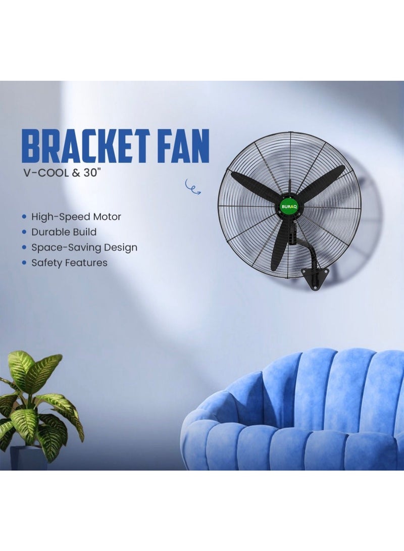 BURAQ 30" Industrial Wall Mounted Fan – High Velocity Commercial Fan with 3 Speed Settings, 120° Oscillation, Adjustable Tilt & Aluminum Blades for Warehouse, Restaurant & Home Use - Image 1