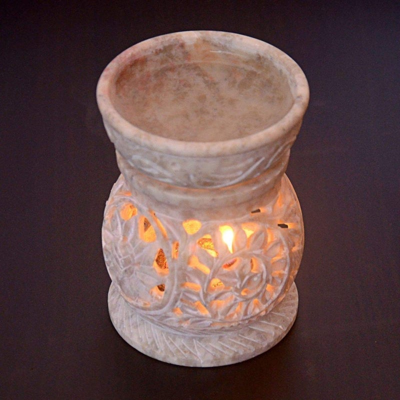 RM Handcrafted Soapstone Oil Diffuser Rameshwaram Marble Get a 20ml Bottle of Aroma Oil and 2 Candles ComplimentaryColor May Vary Home Decor Festive Decor Birthday - Image 1