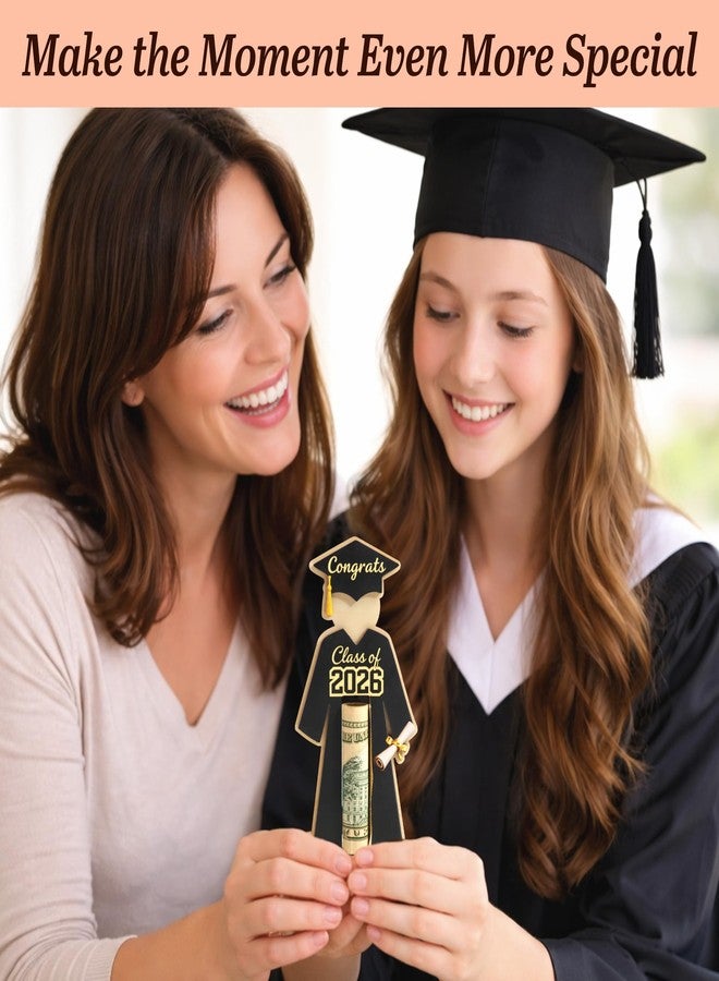 KATINAT Graduation Money Holder 2026, Class of 2026 Cash Gift Holder, Black Wooden Graduation Gift Card Holder with Stand, Congrats Grad Money Holder for High School College Graduation Decorations - Image 5