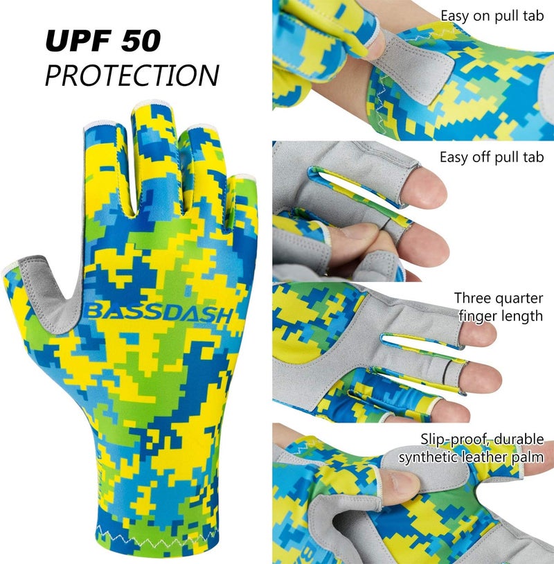BASSDASH ALTIMATE UPF 50+ Women’s Fishing Gloves - UV Sun Protection Fingerless Gloves for Outdoor Activities - Image 3