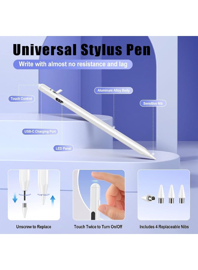 Enhance your digital experience with this universal active stylus pen designed for compatible touch screen devices. It offers smooth, precise input for writing, note-taking, sketching, and navigation. The built-in power display lets you easily monitor the battery level, while the fast charging feature keeps the stylus ready for everyday use. Palm rejection technology helps reduce accidental touches for a more natural writing experience. Its lightweight ergonomic design ensures comfortable use during extended study, work, or creative sessions. - Image 3