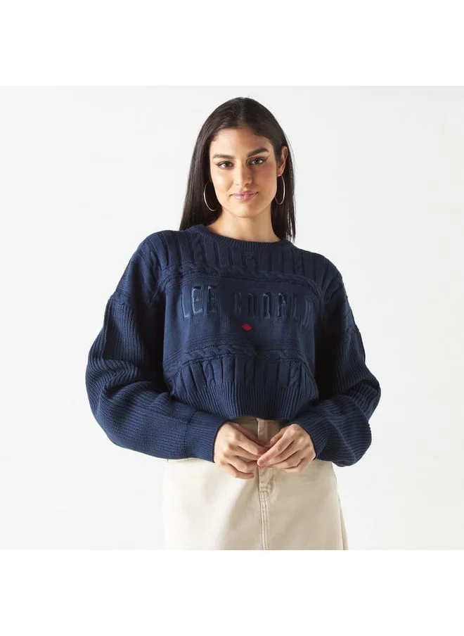 Lee Cooper Lee Cooper Embroidered Cable Knit Sweater