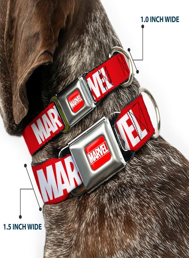 Buckle Down Buckle-Down Dog Collar Seatbelt Buckle Marvel Red Brick Logo Red White, Multi Color, 1.5" Wide - Fits 13-18" Neck - Small, DC-SB-AVE-WMC187-1.5-S - Image 2