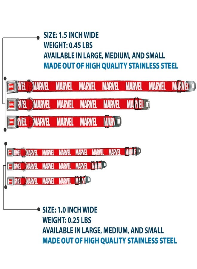 Buckle Down Buckle-Down Dog Collar Seatbelt Buckle Marvel Red Brick Logo Red White, Multi Color, 1.5" Wide - Fits 13-18" Neck - Small, DC-SB-AVE-WMC187-1.5-S - Image 3